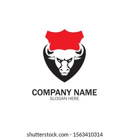 creative angry shield bull head logo design symbol vector illustration-vector