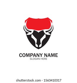 creative angry shield bull head logo design symbol vector illustration-vector