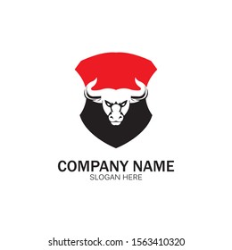 creative angry shield bull head logo design symbol vector illustration-vector