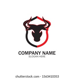 creative angry shield bull head logo design symbol vector illustration-vector