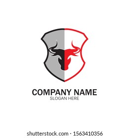 creative angry shield bull head logo design symbol vector illustration-vector