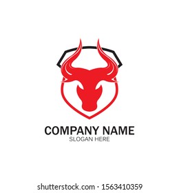 creative angry shield bull head logo design symbol vector illustration-vector