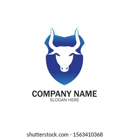 creative angry shield bull head logo design symbol vector illustration-vector