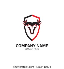 creative angry shield bull head logo design symbol vector illustration-vector