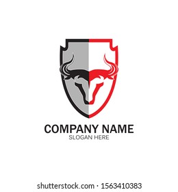 creative angry shield bull head logo design symbol vector illustration-vector