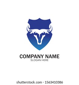 creative angry shield bull head logo design symbol vector illustration-vector