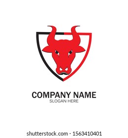 creative angry shield bull head logo design symbol vector illustration-vector