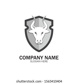 creative angry shield bull head logo design symbol vector illustration-vector