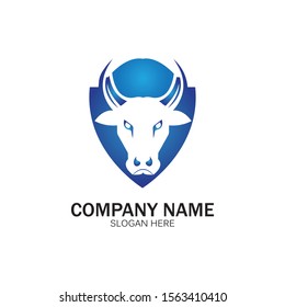 creative angry shield bull head logo design symbol vector illustration-vector