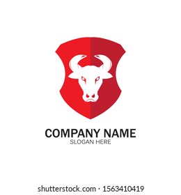 creative angry shield bull head logo design symbol vector illustration-vector