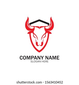 creative angry shield bull head logo design symbol vector illustration-vector