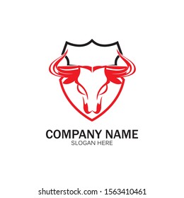 creative angry shield bull head logo design symbol vector illustration-vector