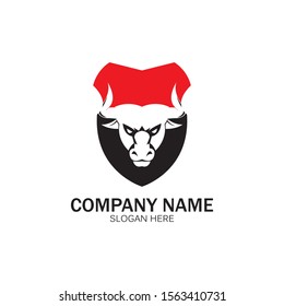 creative angry shield bull head logo design symbol vector illustration-vector