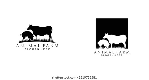 Creative animal farm logo design with unique concept premium vector