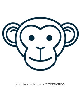 Símbolo creativo de la cabeza del animal que presenta un dibujo azul delgado de la línea del mono