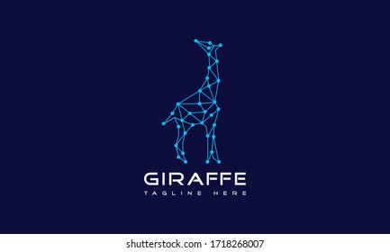 Creative Animal Technology - Giraffe Tech Logo Design Vector Icon Illustration.