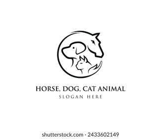 Creative Animals Pet Care Logo Design Vector Template.