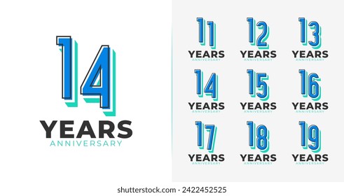 Creative anniversary logo collections. Number symbol with fun and 3d concept for birthday event, invitation card, and party. Celebration vector template