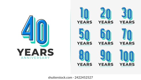 Creative anniversary logo collections. Number symbol with fun and 3d concept for birthday event, invitation card, and party. Celebration vector template