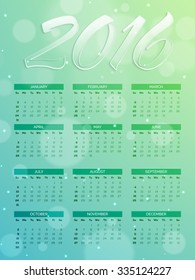 Creative Annual Calendar design for Happy New Year 2016 celebration.