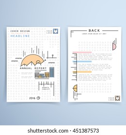 Creative annual report brochure, flyer design. Leaflet cover business presentation, modern thin line style, layout in A4 size