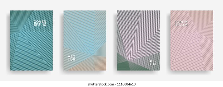 Creative annual report design vector collection. Halftone grid texture cover page layout templates set. Report covers geometric design, business brochure pages corporate banners.