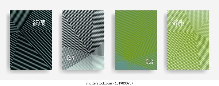 Creative annual report design vector collection. Gradient grid texture cover page layout templates set. Report covers geometric design, business brochure pages corporate templates.