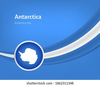Fondo creativo del día de la Antártida de bienvenida con la ilustración ondulada de la bandera