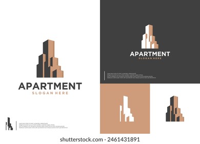 creative apartment building, urban, logo design template.