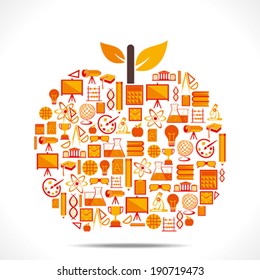 creative apple design with educational icon concept vector