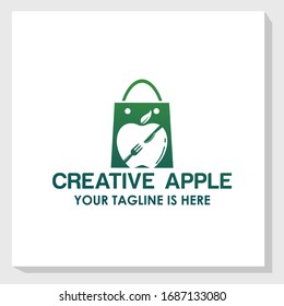 creative apple icon logo template vector, nature food logo inspiration