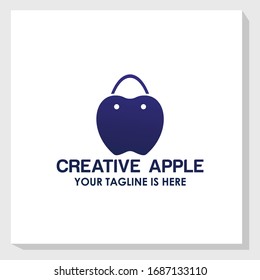 creative apple icon logo template vector, nature food logo inspiration