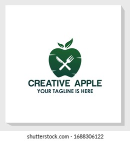 creative apple icon logo template vector, nature food logo inspiration, restaurant logo template