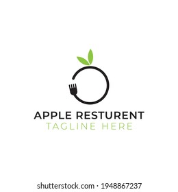 Creative apple restaurant Logo design template