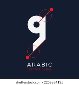 Creative Arabic calligraphy Letter Mean in English (W), Vector illustration design.