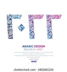 Kreative arabische Kalligrafie Buchstaben, Mittel auf Englisch (2022)Vektorgrafik