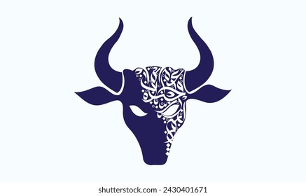Creative Arabic Calligraphy and typography on the bull and cow skull with horns