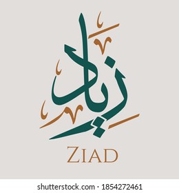 Creative Arabic Calligraphy. (Zeyad) In Arabic name means Growth. Logo vector illustration.