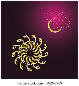 Creative Arabic Islamic Calligraphy of text Eid Mubarak for Muslim Community Holy Festival celebration.