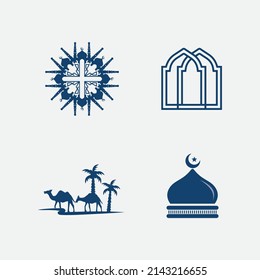 Creative Arabic Islamic Ramadan Kareem in crescent moon shape with lamp for Holy Month of Muslim Community Festival celebration vector design illustration
