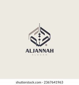 Creative arabische Typografie Logo Design von Al-Jannah, bedeutet: Paradies