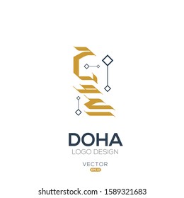 Creative Arabic typography Mean in English (Doha) , Arabic Calligraphy  