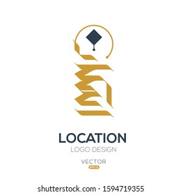 Creative Arabic typography Mean in English ( Location ) , Arabic Calligraphy  