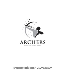 creative archers logo design, simple unique archery logo, clean and conceptual logo, vector template icon