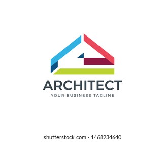 Creative architecture logo design. Abstract house icon, Vector logo template