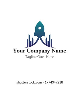 Creative Architecture Logo Design Template,Rocket,Building,Logo,Free vector,Unique,Eye-Catching,Gradiant Logo.