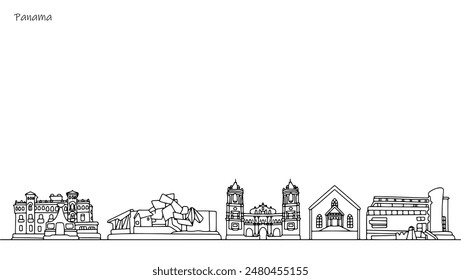 Creative architecture of Panama. A beautiful cityscape with the sights of the American country. Vector illustration on the theme of travel and tourism.