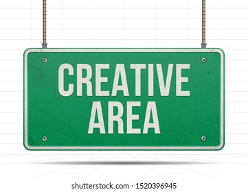 Creative Area word on the Hanging sign. Vector illustration.