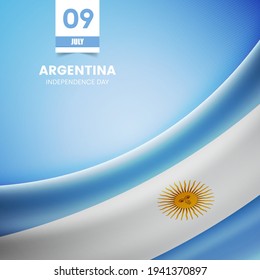Creative Argentina flag on fabric texture. Vintage style independence day background