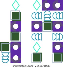 Un arreglo creativo de Formas geométricas en varios colores y patrones